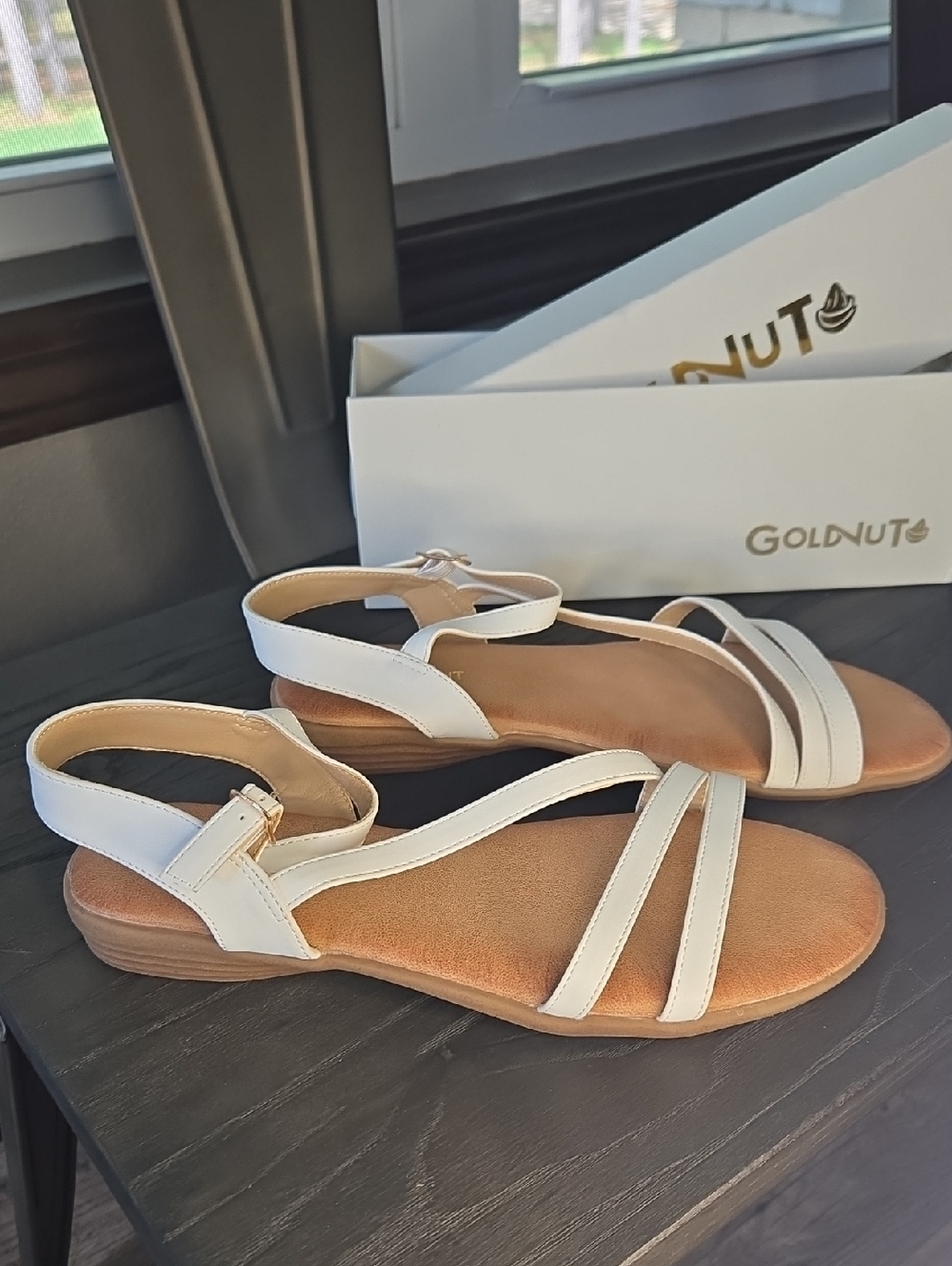 White Strappy Women's Sandals with Ankle Buckle